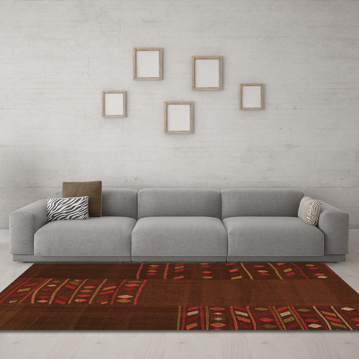 Machine Washable Patchwork Orange Transitional Area Rugs in a Living Room, wshcon2705org