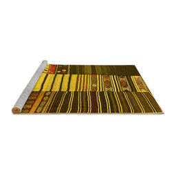 Sideview of Machine Washable Southwestern Yellow Country Rug, wshcon2706yw