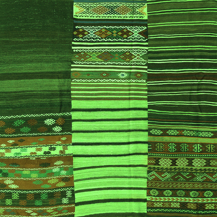 Serging Thickness of Southwestern Green Country Rug, con2706grn