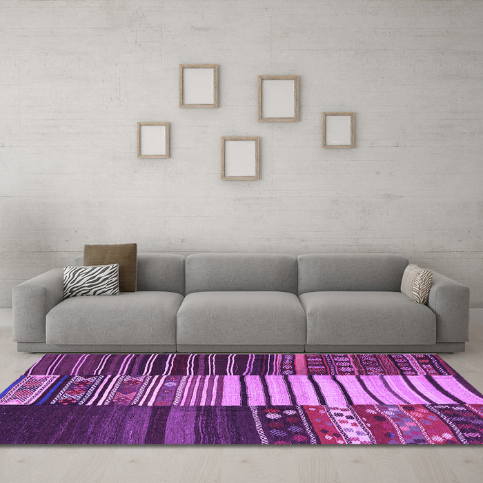 Machine Washable Southwestern Purple Country Area Rugs in a Living Room, wshcon2706pur