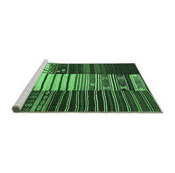 Sideview of Machine Washable Southwestern Emerald Green Country Area Rugs, wshcon2706emgrn