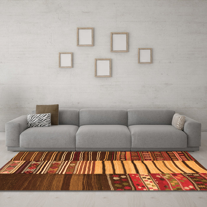 Machine Washable Southwestern Orange Country Area Rugs in a Living Room, wshcon2706org