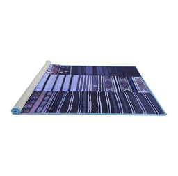 Sideview of Machine Washable Southwestern Blue Country Rug, wshcon2706blu