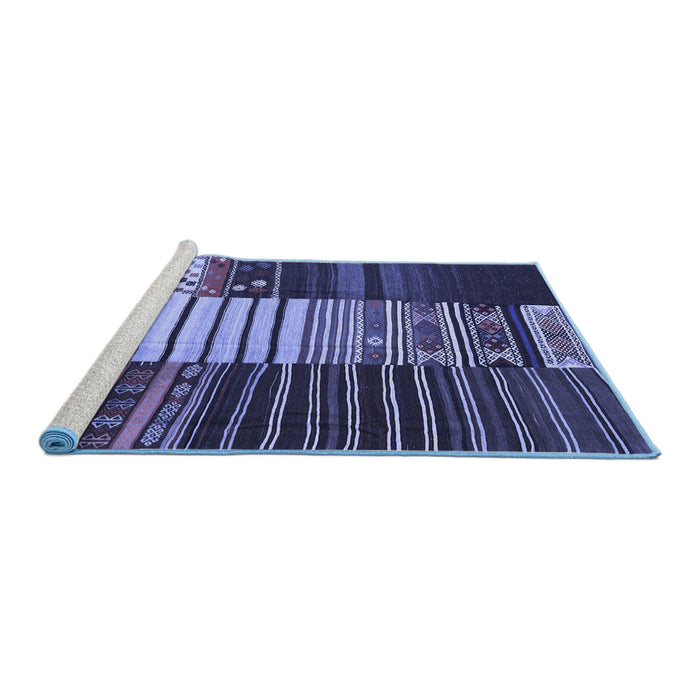 Sideview of Machine Washable Southwestern Blue Country Rug, wshcon2706blu