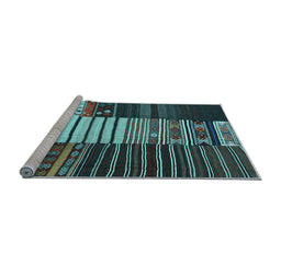 Sideview of Machine Washable Southwestern Light Blue Country Rug, wshcon2706lblu