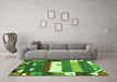 Machine Washable Abstract Green Contemporary Area Rugs in a Living Room,, wshcon2707grn