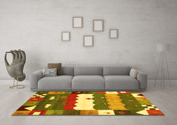 Machine Washable Abstract Yellow Contemporary Rug in a Living Room, wshcon2707yw