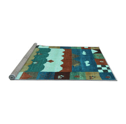 Sideview of Machine Washable Abstract Light Blue Contemporary Rug, wshcon2707lblu