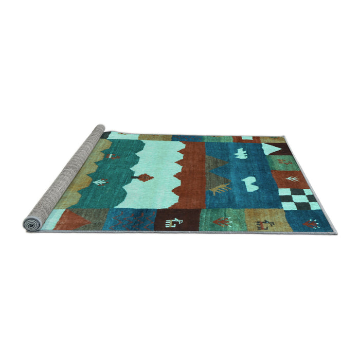 Sideview of Machine Washable Abstract Light Blue Contemporary Rug, wshcon2707lblu
