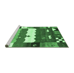 Sideview of Machine Washable Abstract Emerald Green Contemporary Area Rugs, wshcon2707emgrn