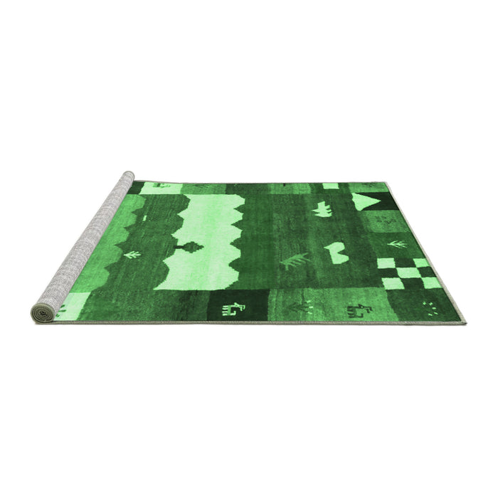 Sideview of Machine Washable Abstract Emerald Green Contemporary Area Rugs, wshcon2707emgrn
