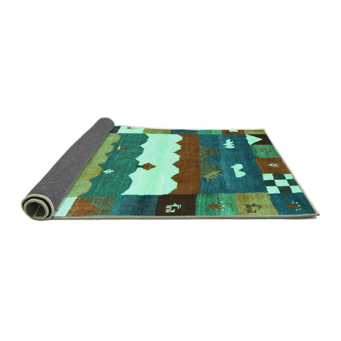 Sideview of Abstract Turquoise Contemporary Rug, con2707turq