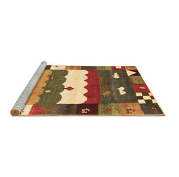 Sideview of Machine Washable Abstract Brown Contemporary Rug, wshcon2707brn