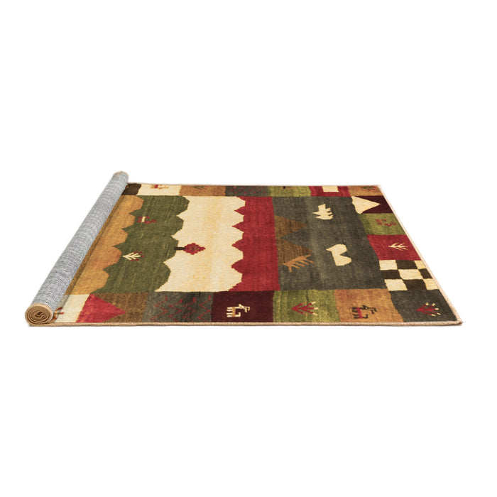 Sideview of Machine Washable Abstract Brown Contemporary Rug, wshcon2707brn