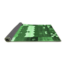 Sideview of Abstract Emerald Green Contemporary Rug, con2707emgrn