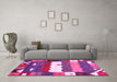 Machine Washable Abstract Pink Contemporary Rug in a Living Room, wshcon2707pnk