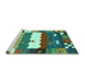 Sideview of Machine Washable Abstract Turquoise Contemporary Area Rugs, wshcon2707turq