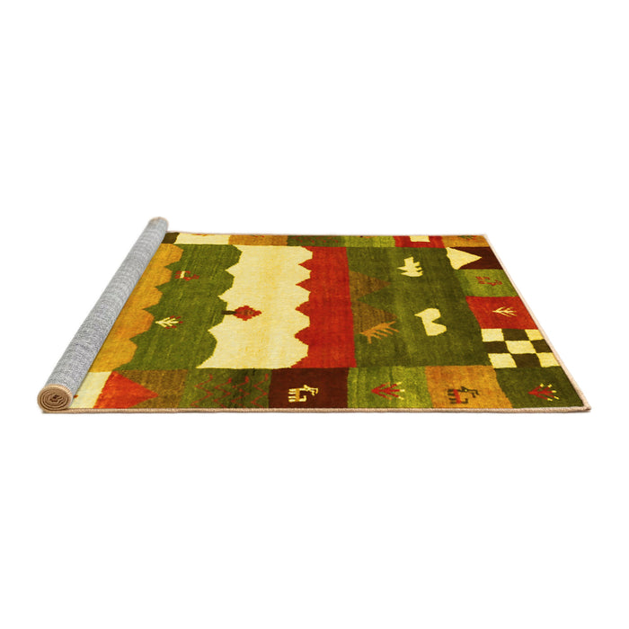 Sideview of Machine Washable Abstract Yellow Contemporary Rug, wshcon2707yw