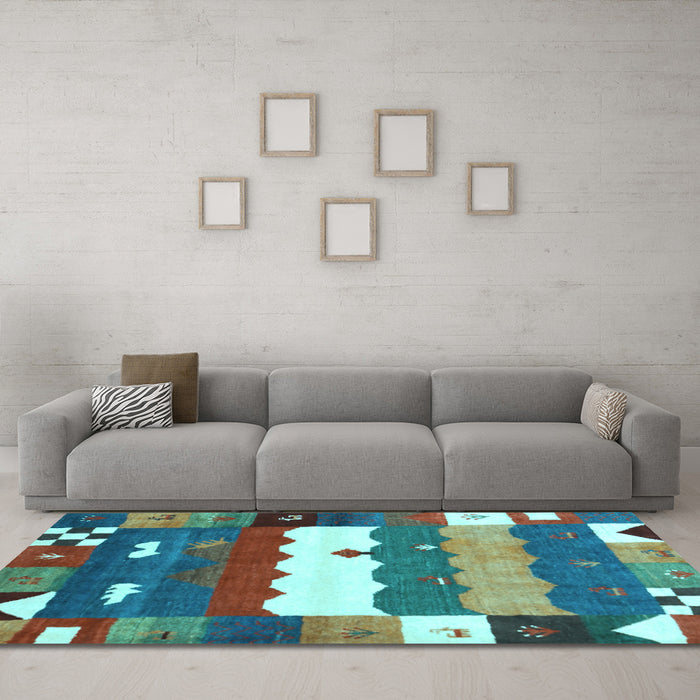 Machine Washable Abstract Light Blue Contemporary Rug in a Living Room, wshcon2707lblu