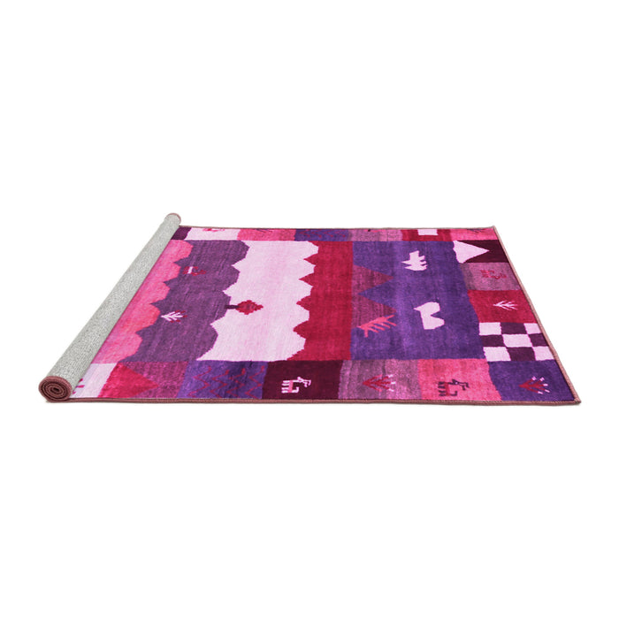 Sideview of Machine Washable Abstract Pink Contemporary Rug, wshcon2707pnk