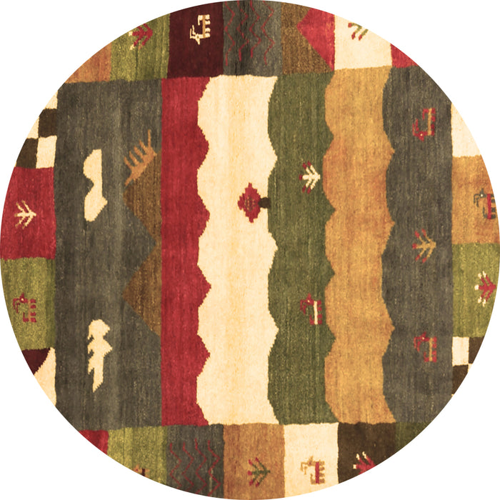 Round Abstract Brown Contemporary Rug, con2707brn