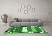 Machine Washable Abstract Emerald Green Contemporary Area Rugs in a Living Room,, wshcon2707emgrn