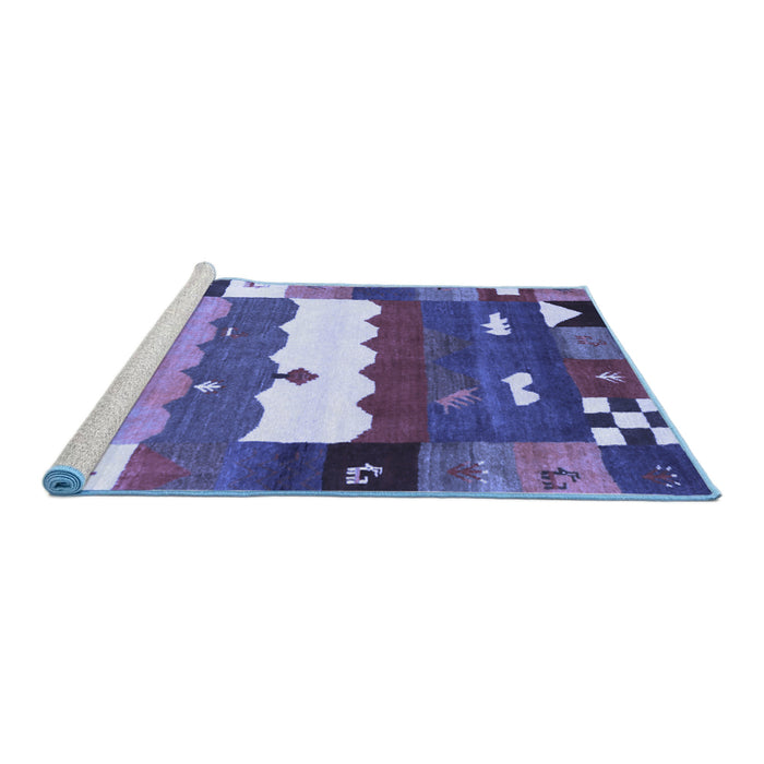 Sideview of Machine Washable Abstract Blue Contemporary Rug, wshcon2707blu