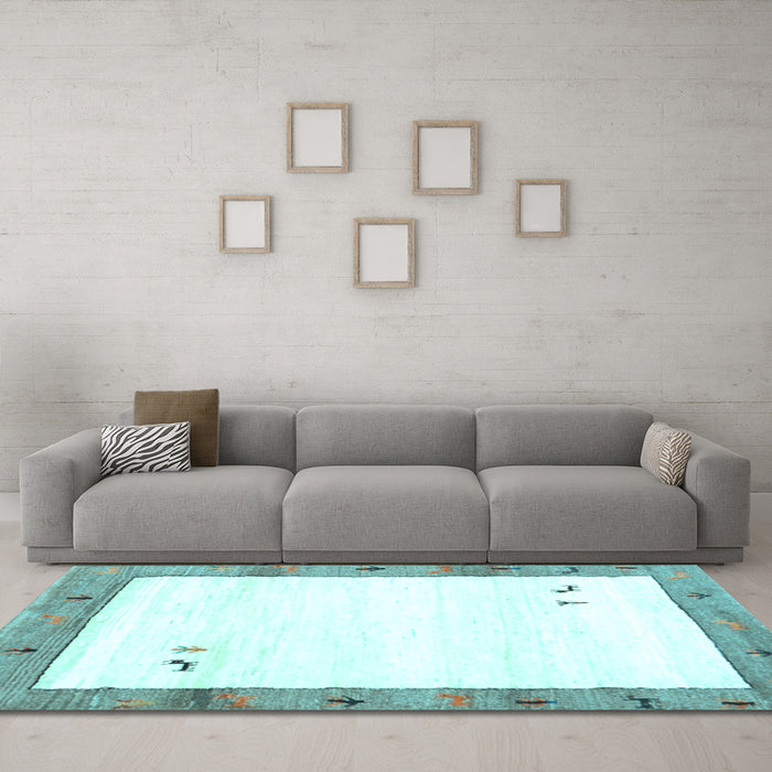 Machine Washable Solid Light Blue Modern Rug in a Living Room, wshcon2708lblu