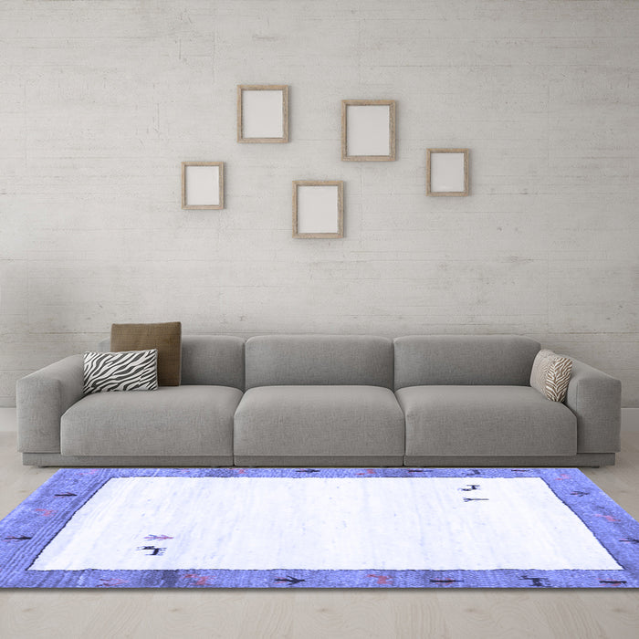 Machine Washable Solid Blue Modern Rug in a Living Room, wshcon2708blu