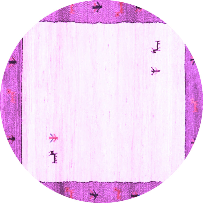 Round Machine Washable Solid Purple Modern Area Rugs, wshcon2708pur