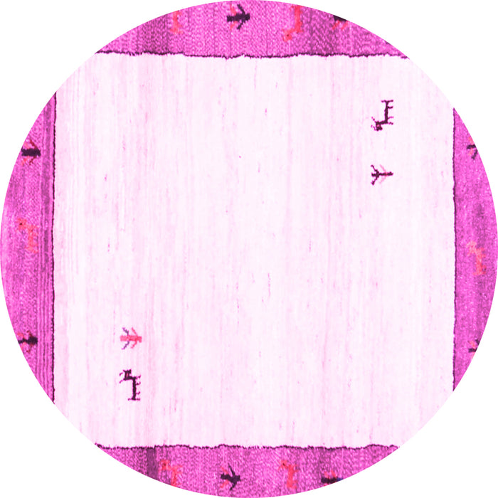 Round Machine Washable Solid Pink Modern Rug, wshcon2708pnk