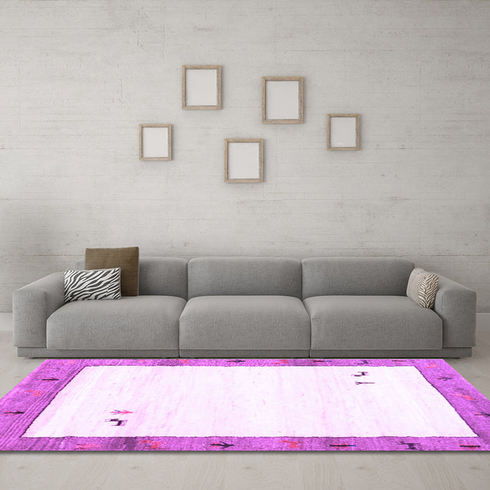 Machine Washable Solid Purple Modern Area Rugs in a Living Room, wshcon2708pur