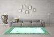 Machine Washable Solid Turquoise Modern Area Rugs in a Living Room,, wshcon2708turq