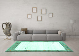 Machine Washable Solid Turquoise Modern Area Rugs in a Living Room,, wshcon2708turq