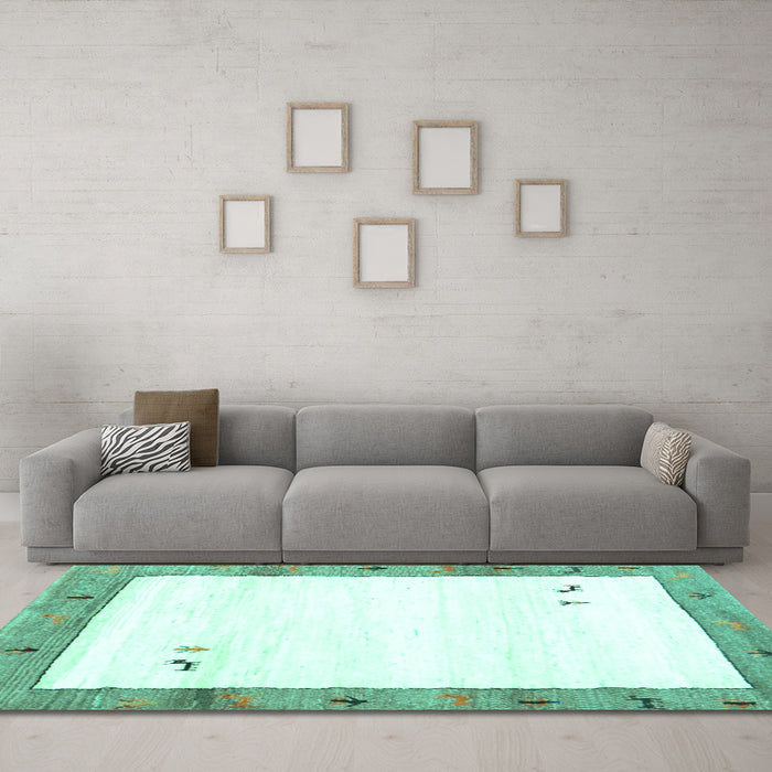 Machine Washable Solid Turquoise Modern Area Rugs in a Living Room,, wshcon2708turq