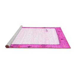 Sideview of Machine Washable Solid Pink Modern Rug, wshcon2708pnk