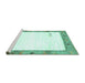 Sideview of Machine Washable Solid Turquoise Modern Area Rugs, wshcon2708turq