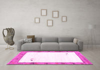 Machine Washable Solid Pink Modern Rug, wshcon2708pnk