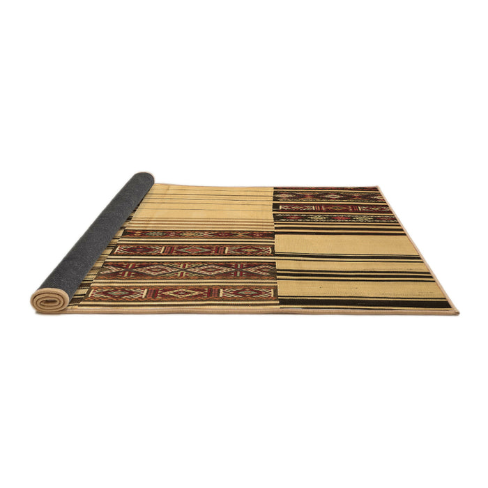 Sideview of Patchwork Brown Transitional Rug, con2709brn