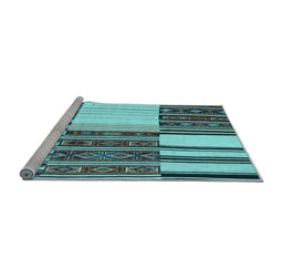 Sideview of Machine Washable Patchwork Light Blue Transitional Rug, wshcon2709lblu