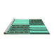 Sideview of Machine Washable Patchwork Turquoise Transitional Area Rugs, wshcon2709turq