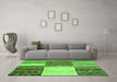 Machine Washable Patchwork Green Transitional Area Rugs in a Living Room,, wshcon2709grn