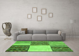Machine Washable Patchwork Green Transitional Area Rugs in a Living Room,, wshcon2709grn