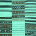 Square Machine Washable Patchwork Turquoise Transitional Area Rugs, wshcon2709turq