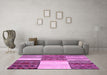 Machine Washable Patchwork Pink Transitional Rug in a Living Room, wshcon2709pnk