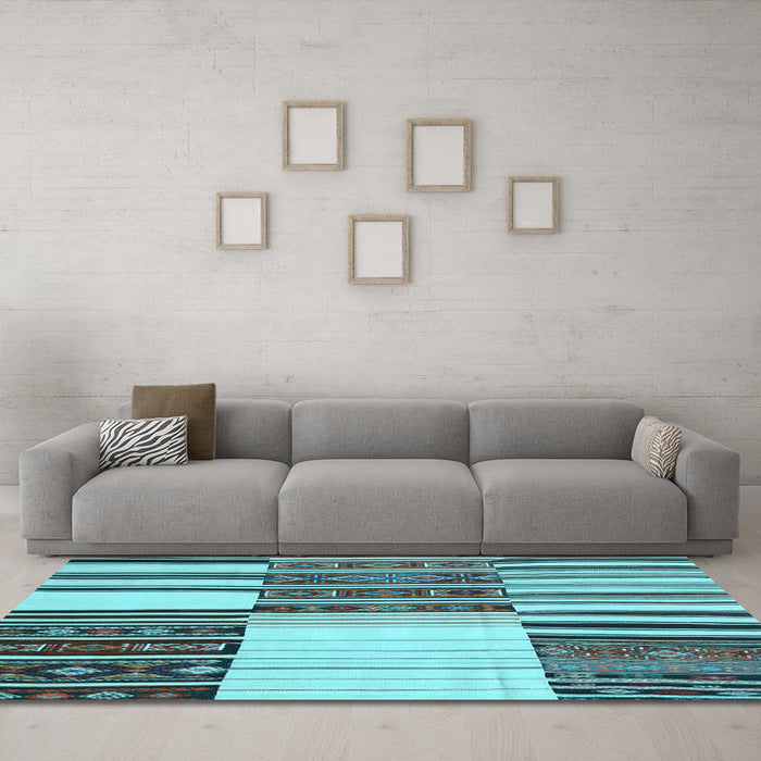 Machine Washable Patchwork Light Blue Transitional Rug in a Living Room, wshcon2709lblu
