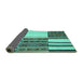 Sideview of Patchwork Turquoise Transitional Rug, con2709turq