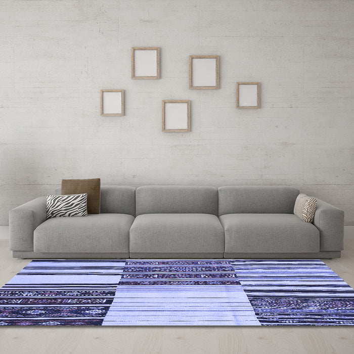 Machine Washable Patchwork Blue Transitional Rug in a Living Room, wshcon2709blu