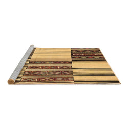 Sideview of Machine Washable Patchwork Brown Transitional Rug, wshcon2709brn
