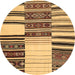 Round Patchwork Brown Transitional Rug, con2709brn